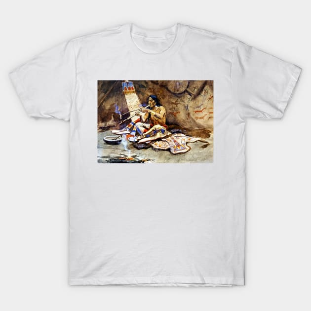 “The Peace Pipe” by Charles M Russell T-Shirt by PatricianneK